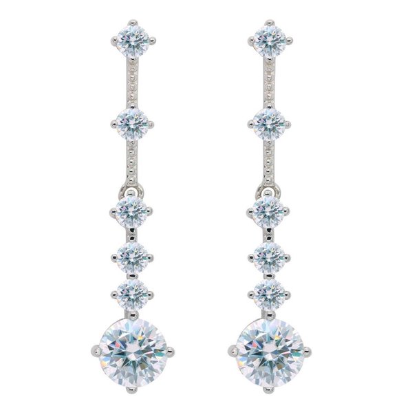 Jewelry - Certified 3ct. t.w. Moissanite Diamond Drop Linear Long Earrings NEW